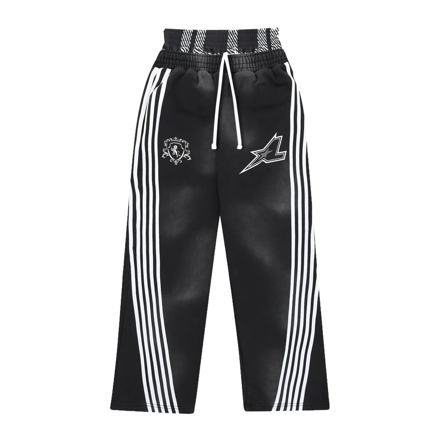 LUKAMACHAIN STRIPED JOGGERS BLACK