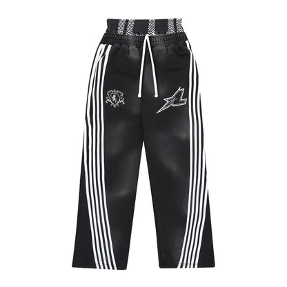 LUKAMACHAIN STRIPED JOGGERS BLACK