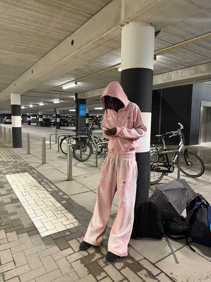 LUKAMACHAIN STRIPED JOGGERS PINK