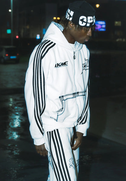 LUKAMACHAIN STRIPED HOODIE WHITE
