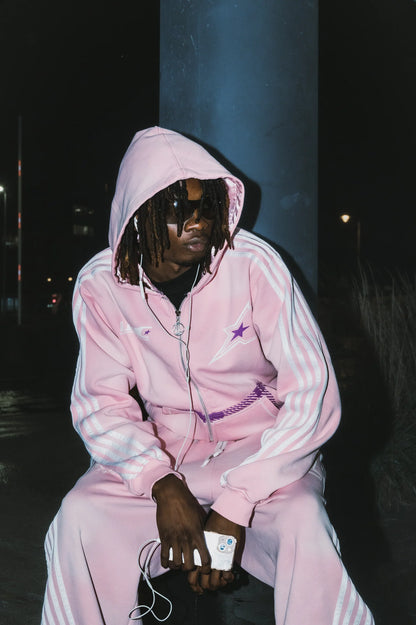 LUKAMACHAIN STRIPED JOGGERS PINK