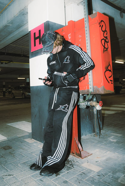 LUKAMACHAIN STRIPED JOGGERS BLACK