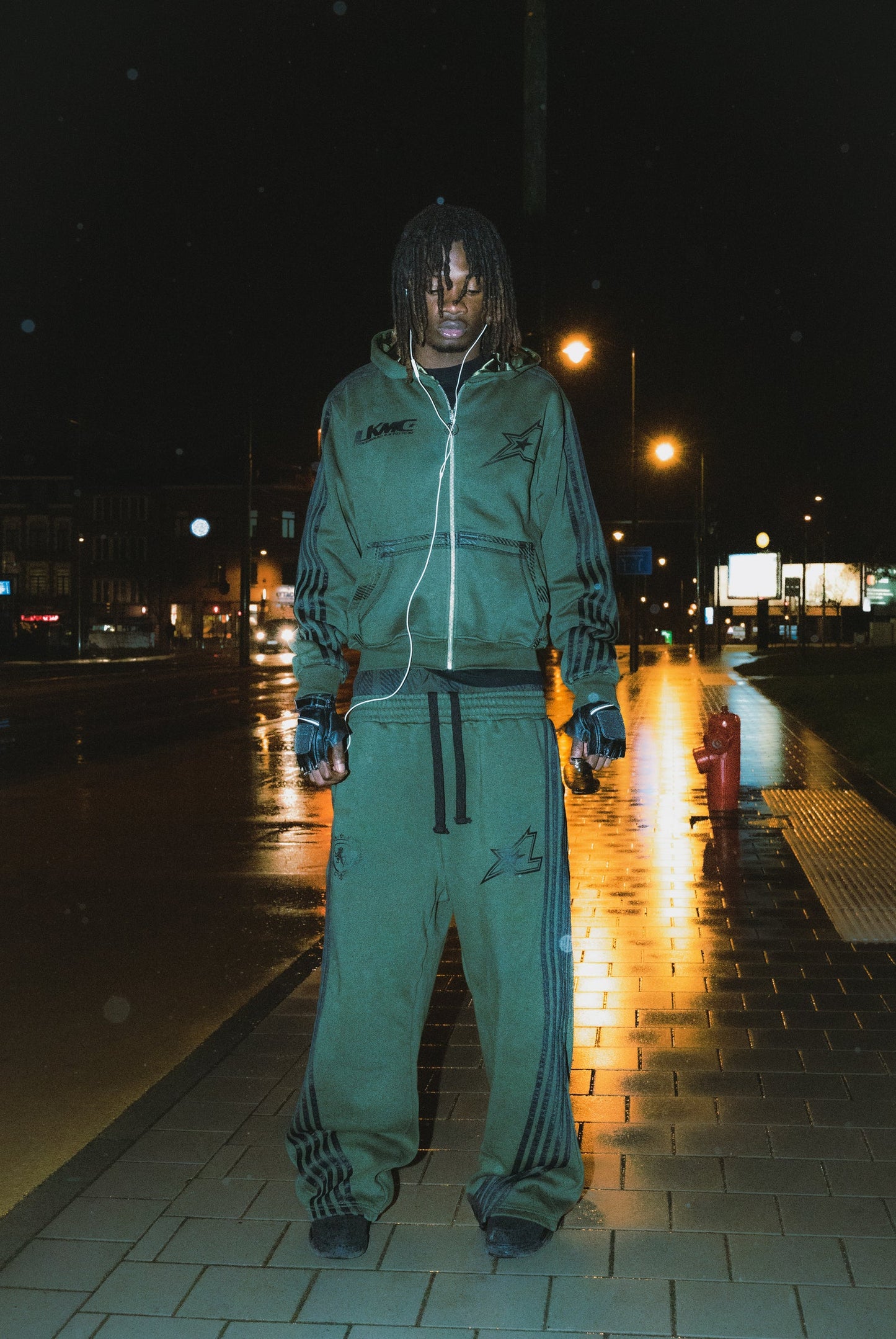 LUKAMACHAIN STRIPED JOGGERS GREEN