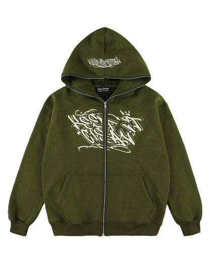KEEP IT CLEAN "SIXT CIRCLE" FULL ZIP HOOD MOSS GREEN