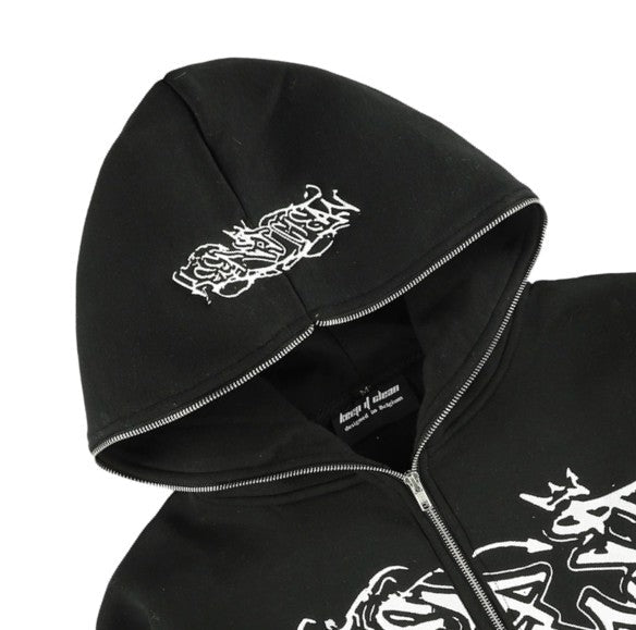 KEEP IT CLEAN "SIXT CIRCLE" FULL ZIP HOOD BLACK