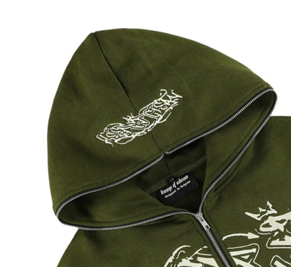 KEEP IT CLEAN "SIXT CIRCLE" FULL ZIP HOOD MOSS GREEN