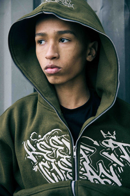 KEEP IT CLEAN "SIXT CIRCLE" FULL ZIP HOOD MOSS GREEN