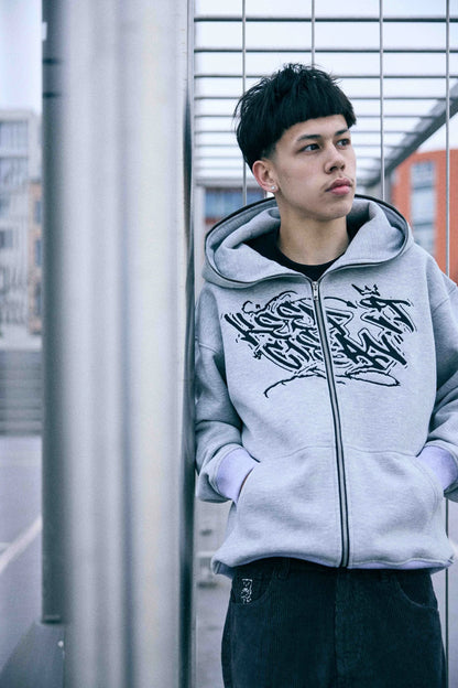 KEEP IT CLEAN "SIXT CIRCLE" FULL ZIP HOODIE GREY