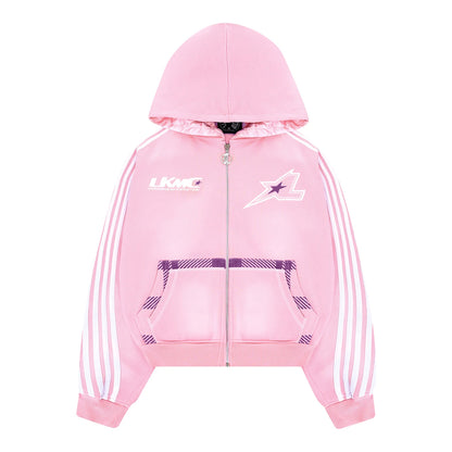 LUKAMACHAIN STRIPED HOODIE PINK