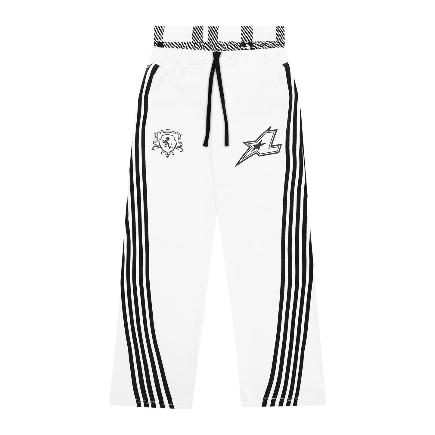 LUKAMACHAIN STRIPED JOGGERS WHITE