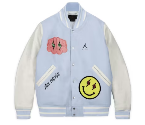 VESTE VARSITY J BALVIN x JORDAN BLANC BLEU