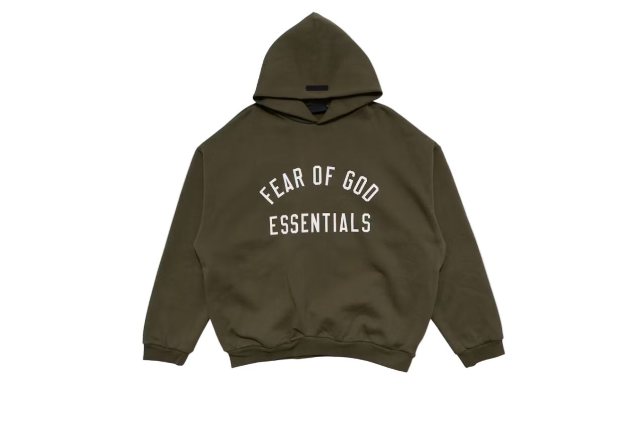 FEAR OF GOD ESSENTIALS FLEECE STATE HOODIE MILITARY