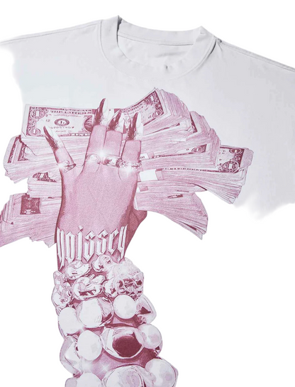 NOISSEY BOXY OVERSIZED T-SHIRT WITH MONEY-HOLDING NAIL ART HAND PRINT