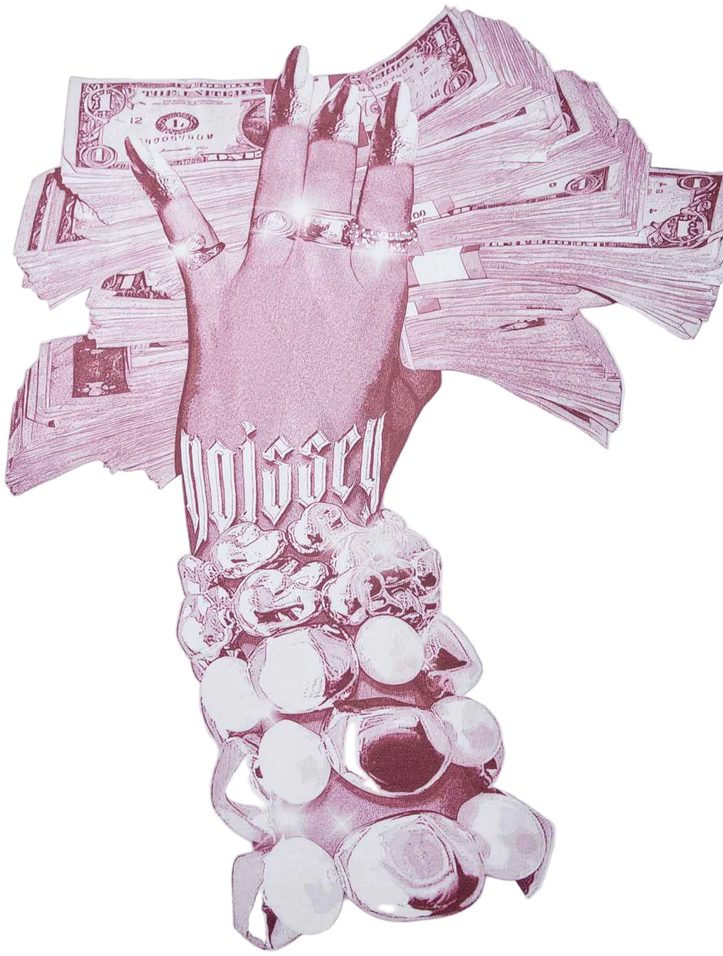 NOISSEY BOXY OVERSIZED T-SHIRT WITH MONEY-HOLDING NAIL ART HAND PRINT