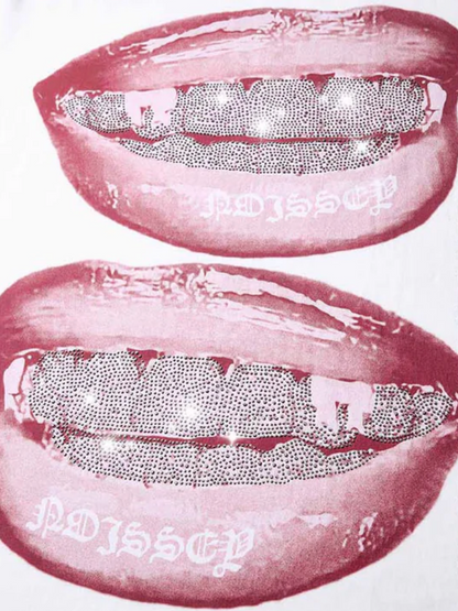 NOISSEY GLITTERING DIAMOND GRILLS PRINT T-SHIRT WHITE