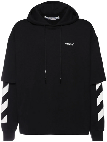 OFF-WHITE DIAG DOUBLE LAYER HOODIE BLACK