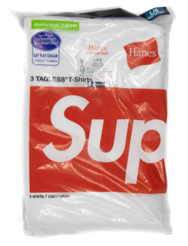 SUPREME HANES TAGLESS TEES WHITE (3-PACK)